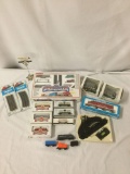 Collection of N scale electric toy trains by Bachman, Life-Like. w/ accessories
