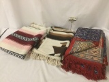 set of 3 vintage southwest style woven blankets