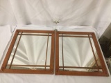2 matching Mission style wood frame wall mirrors - great design