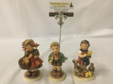 Lot of 3 Goebel - MJ Hummel figurines; made in West Germany, MK 5, Trumpet Boy, Feeding Time