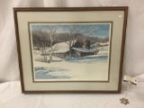 Framed ltd ed print of a winter farm - 