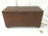 Vintage wooden chest with interior shelf for keepsakes, shoe shine gear, small goods, etc