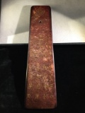 Old Chinese stone tablet shaped scepter w/ inlaid mask face and script