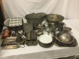 Large collection of assorted vintage Metal Kitchenware: Bowls, muffin trays, etc.