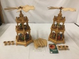 2x German Christmas nativity scene nativity scene candelabras in pyramid shape - as is