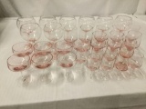 31 piece set of Rose glass, Cups, Goblets, and wine glasses, nice set