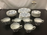 36 pc of JG Meakin - Classic Blue Nordic English ironstone dish and cup set for 6