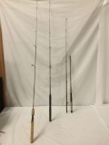 set of 3 fishing rods, Daiwa, Advantage, and Shakespeare
