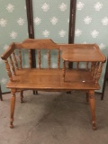Vintage oak telephone bench/chair with spindle back