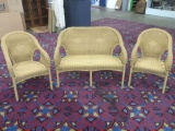 3 pc wicker furniture set - loveseat sofa and 2 armchairs
