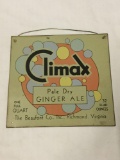 Vintage Climax Ginger Ale Metal advertising sign