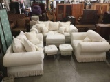 River Oaks living room set - Sofa, Loveseat, armchair & 3 ottomans - matching white design