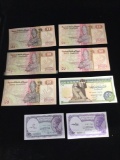 Collection of 8 uncirculated Egyptian bank notes circa 2003