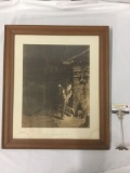 Framed antique litho - boyhood of Lincoln by Eastman Johnson circa 1911 - see photos
