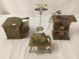 3 vintage copperized wind up music boxes - airport, paino player, sewing machine - Berkeley Designs