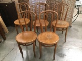 5 Vintage Fischel Astra Bentwood Chairs, made in Czechoslovakia