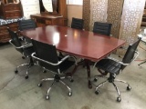 Large Modern Conference Table with 6 Office Chairs with Arms