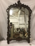 Antique hand carved wood frame bedroom / bathroom mirror