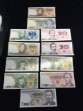 Set of 11 more modern uncirculated Polish bank notes from 1979, 1982, and 1988