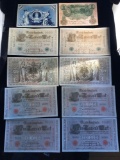 Set of 11 vintage and rare Uncirculated German bank notes