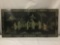 Vintage Japanese 3d Landscape plaque with painted background and carved MOP and shell characters