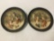 Pair of vintage ceramic sculptured plates - scenes of merriment and people drinking