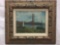 Print of Landscape Painting of Golden Gate Bridge, unsigned in ornate frame