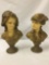 Pair of Victorian painted chalkware busts - male and female - some very small chips as is