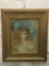 Vintage portrait of a woman oil on canvas painting in ornate gilt gold frame - unknown artist