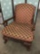 Mahogany frame vintage wide seat upholstered armchair in good cond