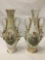 Pair of Gilt Trim Porcelain vases with handpainted Victorian portraits - one has chip as is see pics