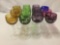 12 pc of acid etched Bavarian crystal goblets in multiple colors