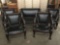 circa 1890's Antique French Empire 5 piece Couch w/2 chairs and 2 rockers black leather upholstery.