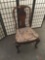 Antique mahogany dinner chair with woven seat - courtship scene