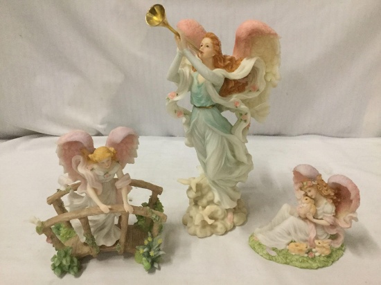 3 Seraphim Statues by Roman Inc. Garden Song, Joyful Spirit, Tender Heart Statues