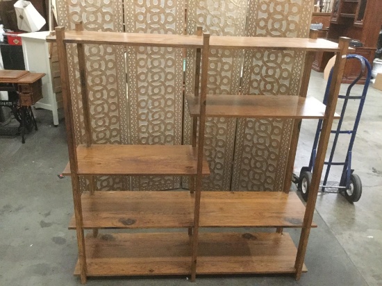 Vintage mid century adjustable dual side wood shelf system