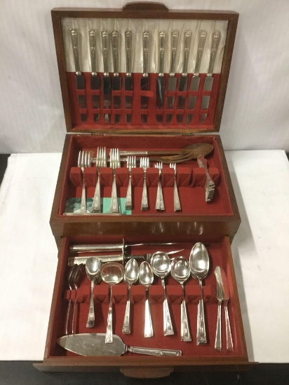 110 pieces of R Wallace Silverplate Flatware -Knives, Forks, Spoons, & Servers - approx 12 place
