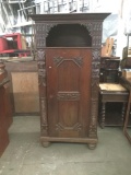 Antique ornate Spanish wardrobe/bureau with carved figure detail - some wear