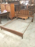 Mid Century walnut veneer pressboard bed frame - Queen