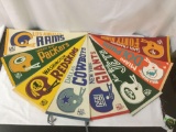 8 vintage 60s and 70s NFL pennants - various teams