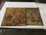 2 vintage tapestries, the larger made in Belgium and the smaller made in France showing courtship