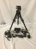 Vintage camera lot - Yashica Electra 35, 2 Canon AE-1, Kodak Advantix 3200 AF, 3 lenses and a tripod