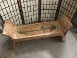 Modern distressed bench/seat with Art Nouveau design - landscape scene