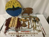 Large lot of Native American and N.A. inspired tools incl. jewelry, instruments, and art