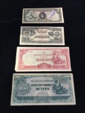 Set of 9 post WW2 uncirculated Japanese Bank notes