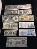Set of 17 uncirculated Mexican bank notes from 1911, 1914, 1915, and 1977
