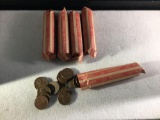 5 full rolls of Lincoln wheat pennies, various dates from 1939 to 1955