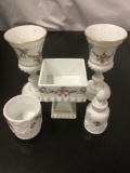 5pc of 1950's Westmoreland glass - 2 goblets, candy dish bowl and perfume bottle