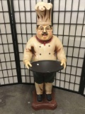 Large Plaster Chef Statue with Tray - key butler