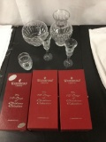 8 pc crystal lot - 3x Waterford 12 days of Christmas flutes, 2 Waterford goblets +